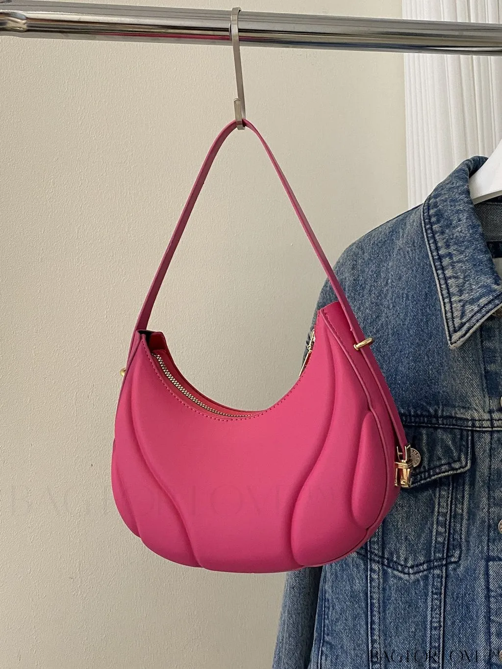 BagForLove - Trendy Small Size Shoulder Bag with Embossed Detailing and Zipper Closure