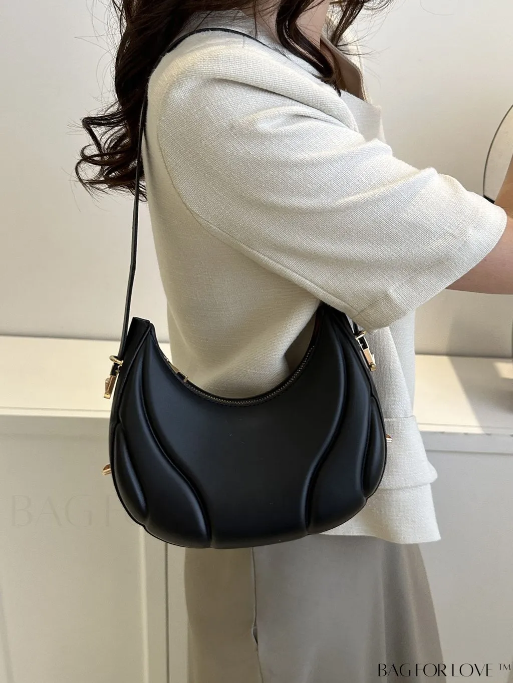 BagForLove - Trendy Small Size Shoulder Bag with Embossed Detailing and Zipper Closure