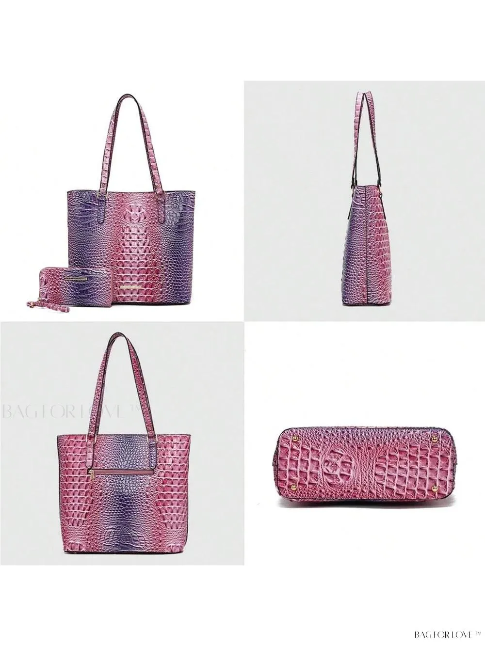 BagForLove - Women's Elegant Faux Crocodile Embossed Leather Purse and Wristlet