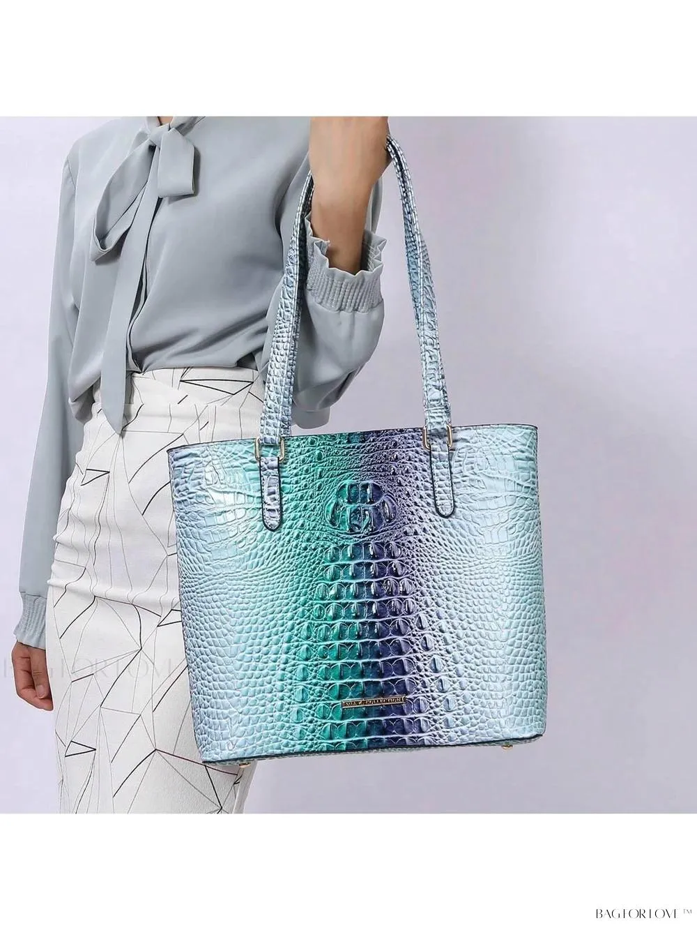 BagForLove - Women's Elegant Faux Crocodile Embossed Leather Purse and Wristlet