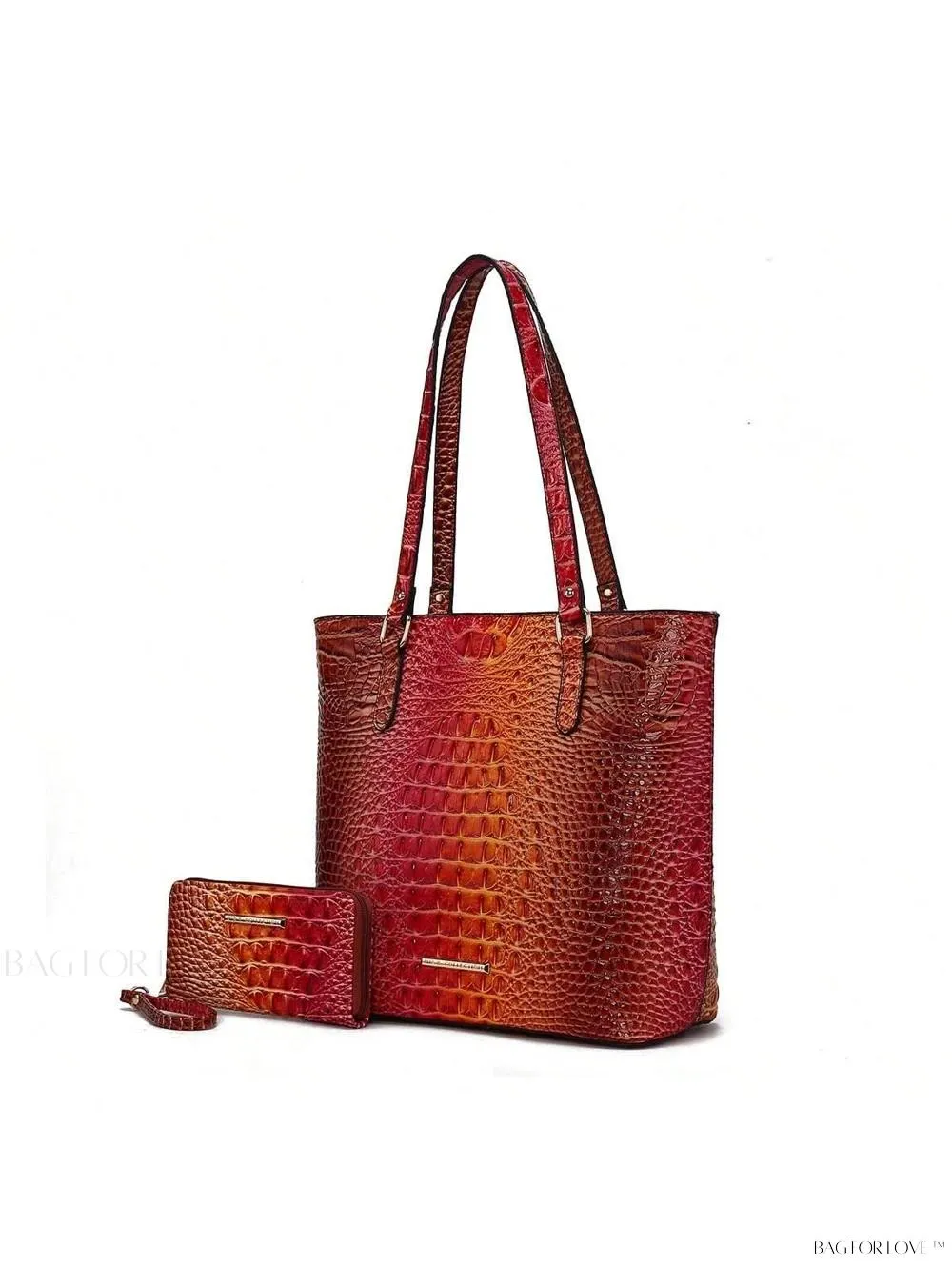 BagForLove - Women's Elegant Faux Crocodile Embossed Leather Purse and Wristlet