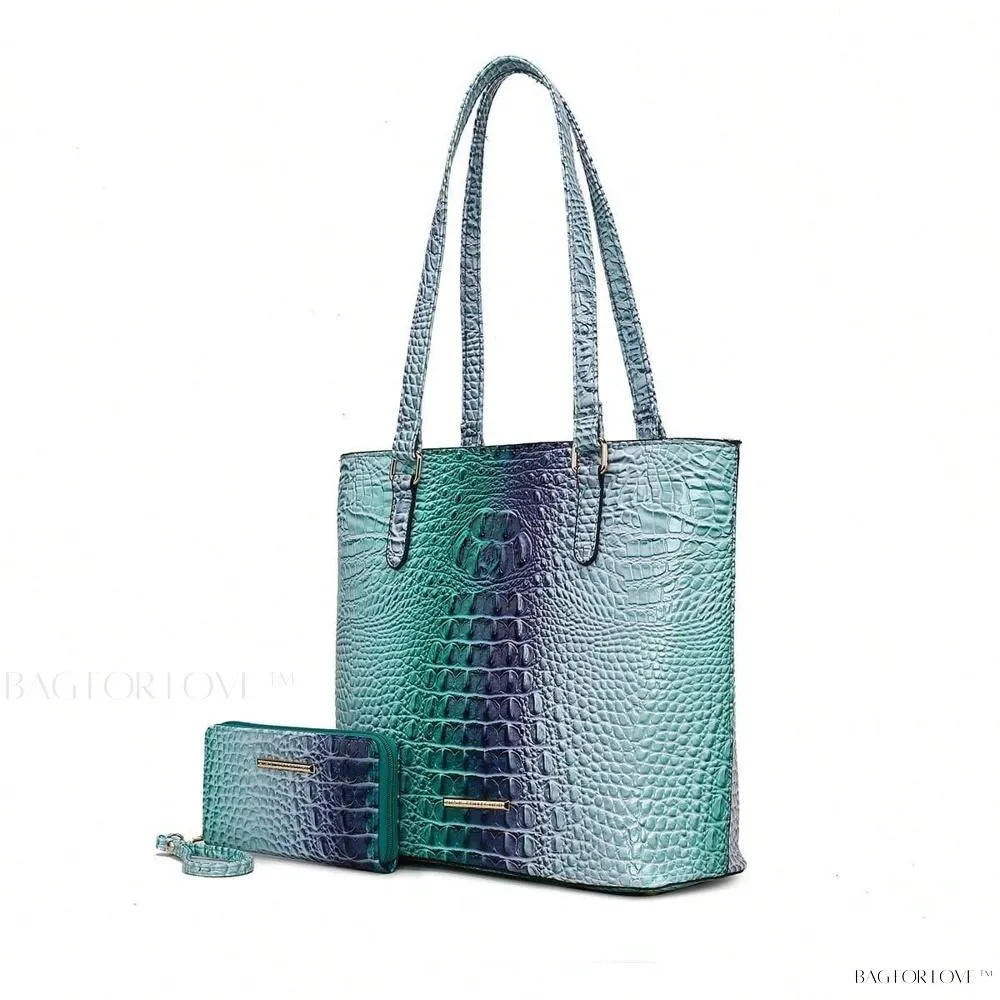BagForLove - Women's Elegant Faux Crocodile Embossed Leather Purse and Wristlet
