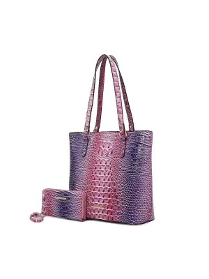 BagForLove - Women's Elegant Faux Crocodile Embossed Leather Purse and Wristlet
