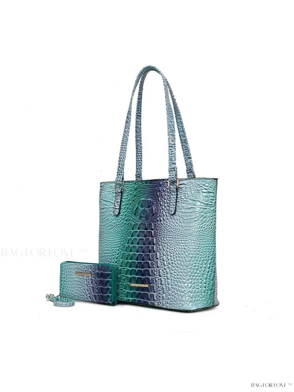 BagForLove - Women's Elegant Faux Crocodile Embossed Leather Purse and Wristlet