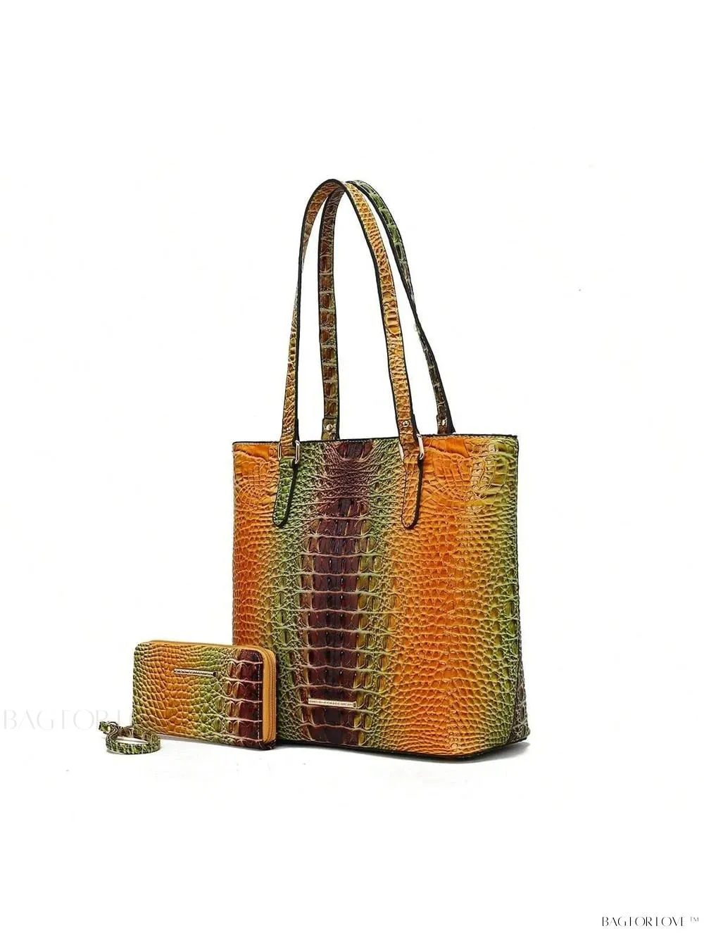 BagForLove - Women's Elegant Faux Crocodile Embossed Leather Purse and Wristlet