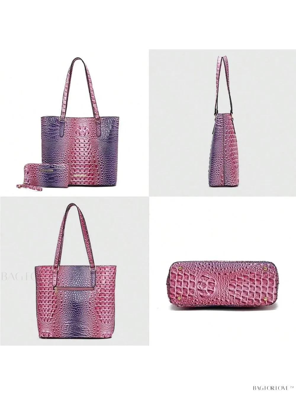 BagForLove - Women's Elegant Faux Crocodile Embossed Leather Purse and Wristlet