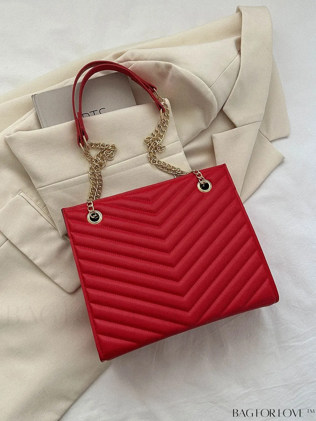 BagForLove - Womens Embossed Chain Crossbody Bag with Shoulder Strap