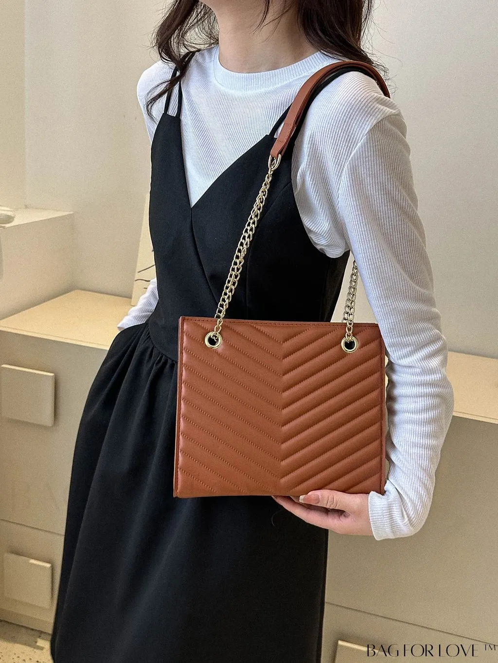 BagForLove - Womens Embossed Chain Crossbody Shoulder Bag