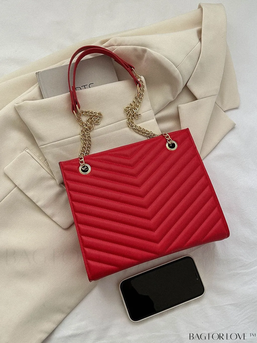 BagForLove - Womens Embossed Chain Crossbody Shoulder Bag