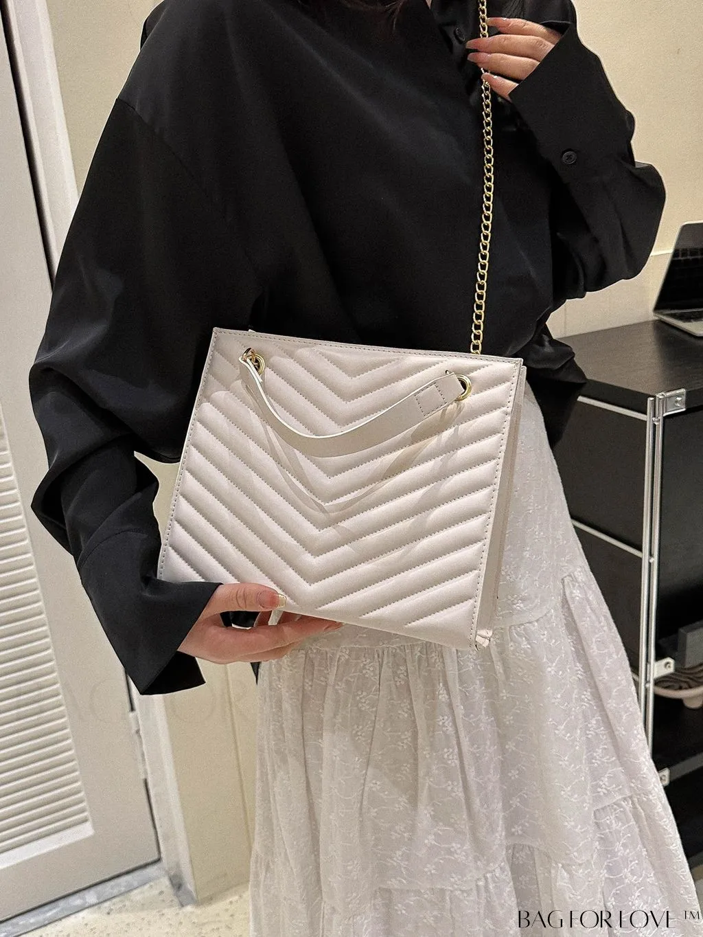 BagForLove - Womens Embossed Chain Crossbody Shoulder Bag