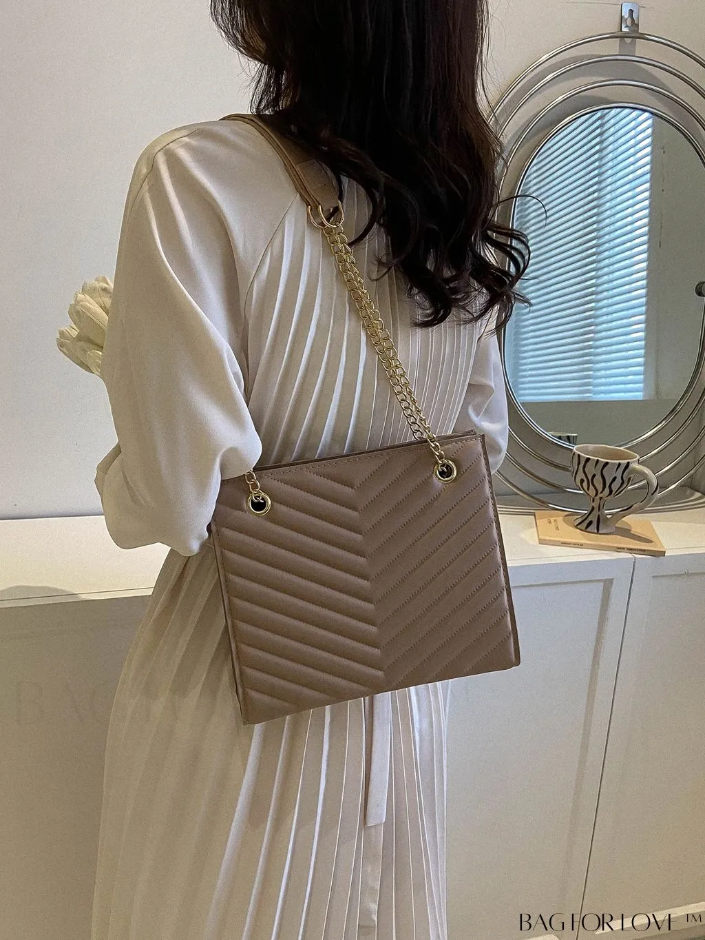 BagForLove - Womens Embossed Chain Crossbody Shoulder Bag