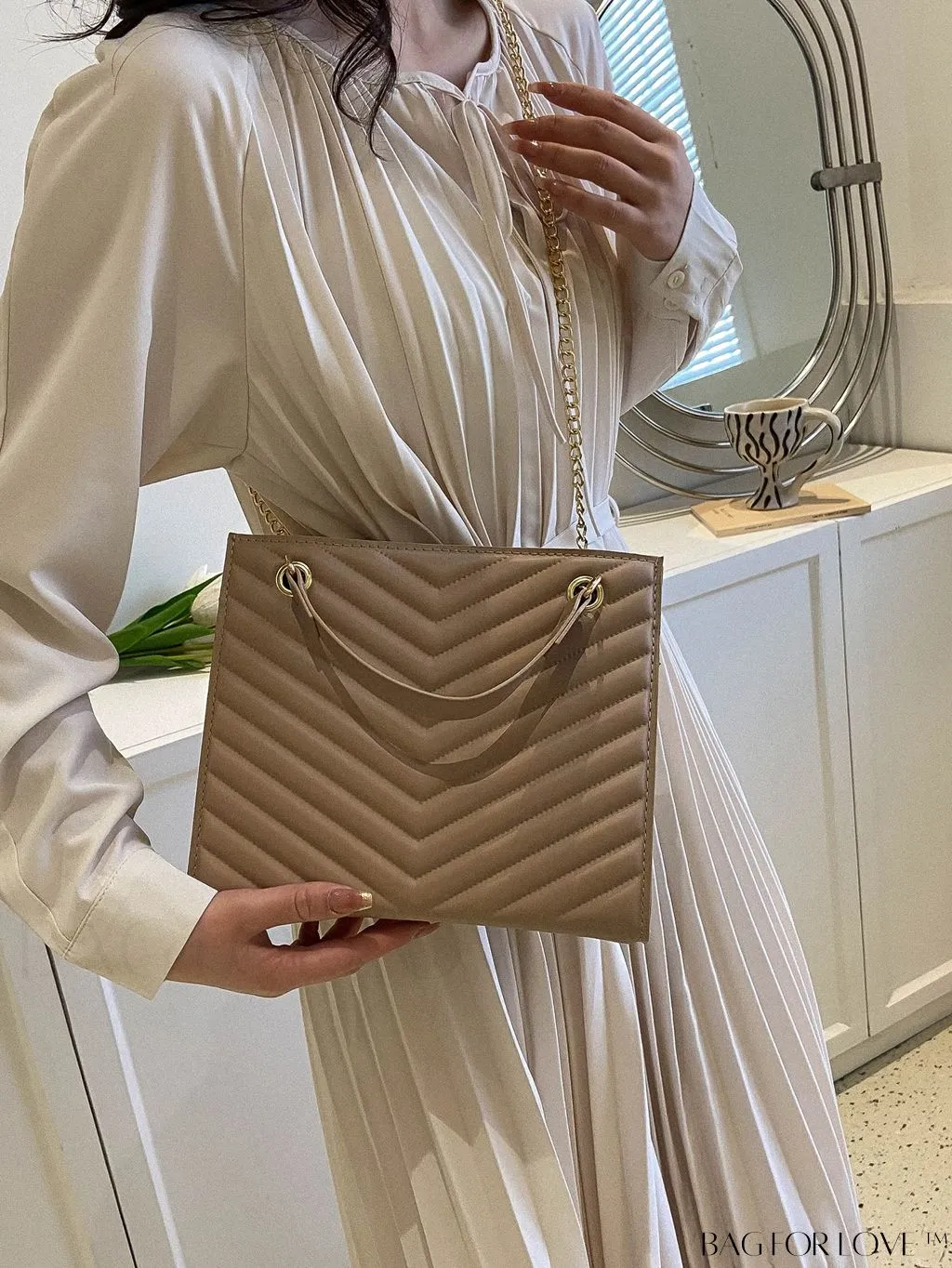 BagForLove - Womens Embossed Chain Crossbody Shoulder Bag