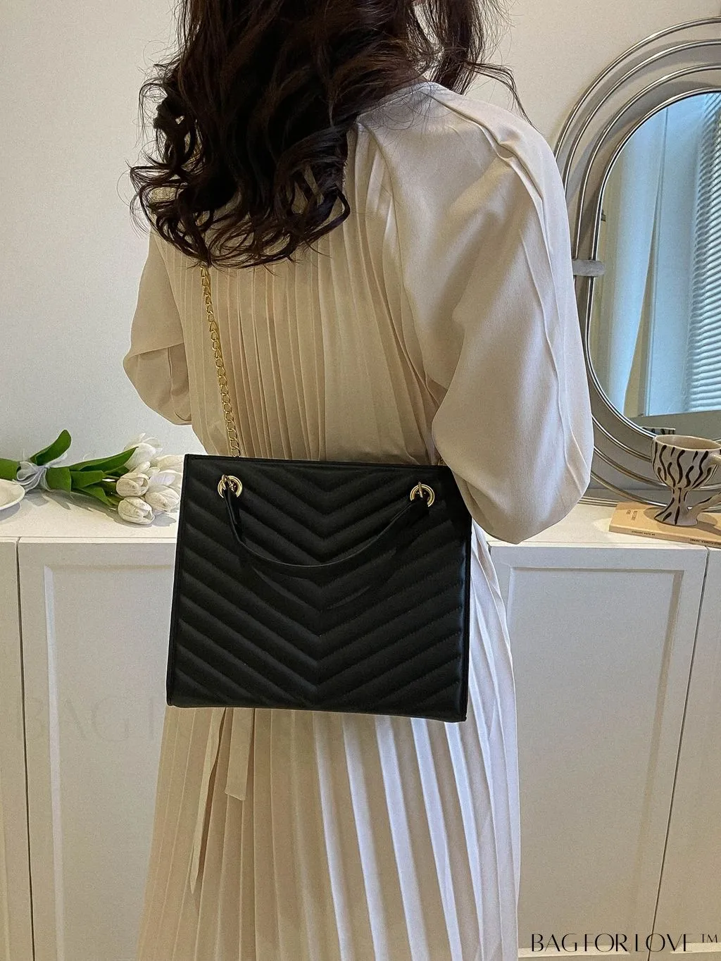 BagForLove - Womens Embossed Chain Crossbody Shoulder Bag