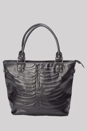 Banned Vespera Emboss Bag - Gothic Ribcage Tote Punk Handbag