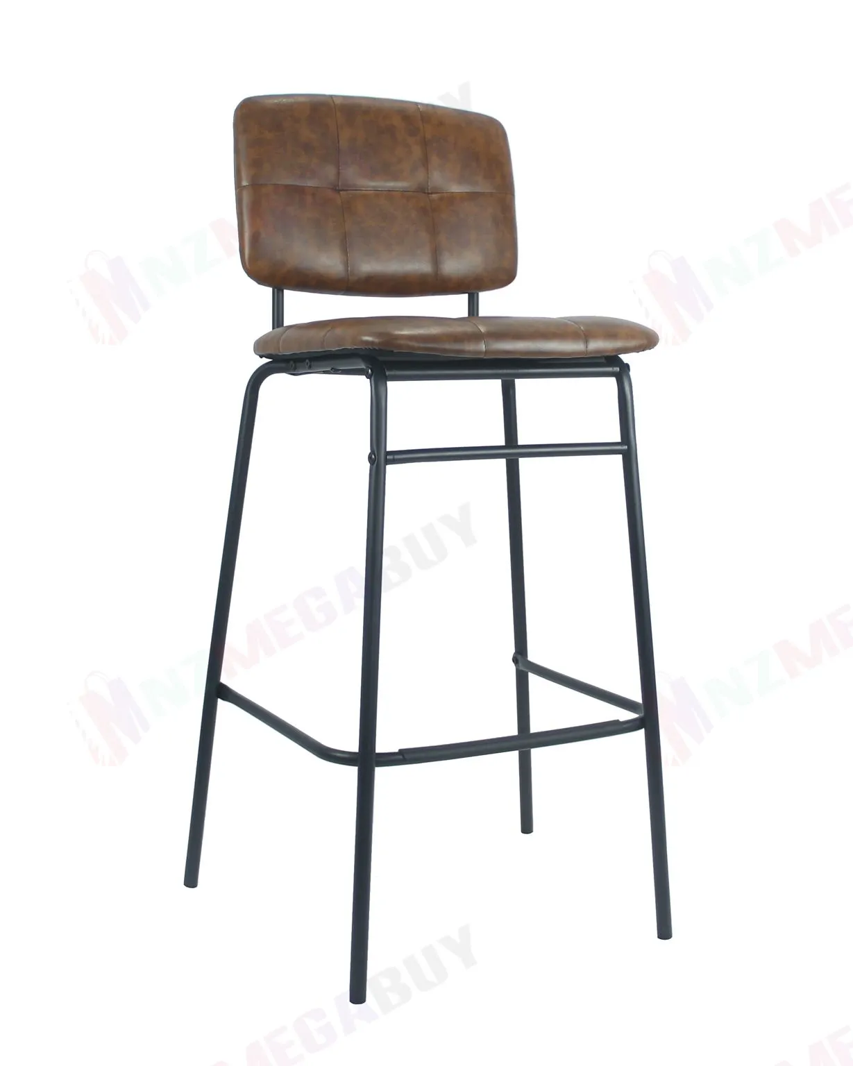 Bar Stools PU Kitchen Cafe Bar Stool Chair Iron Leg Brown* 2 & 4 Pieces