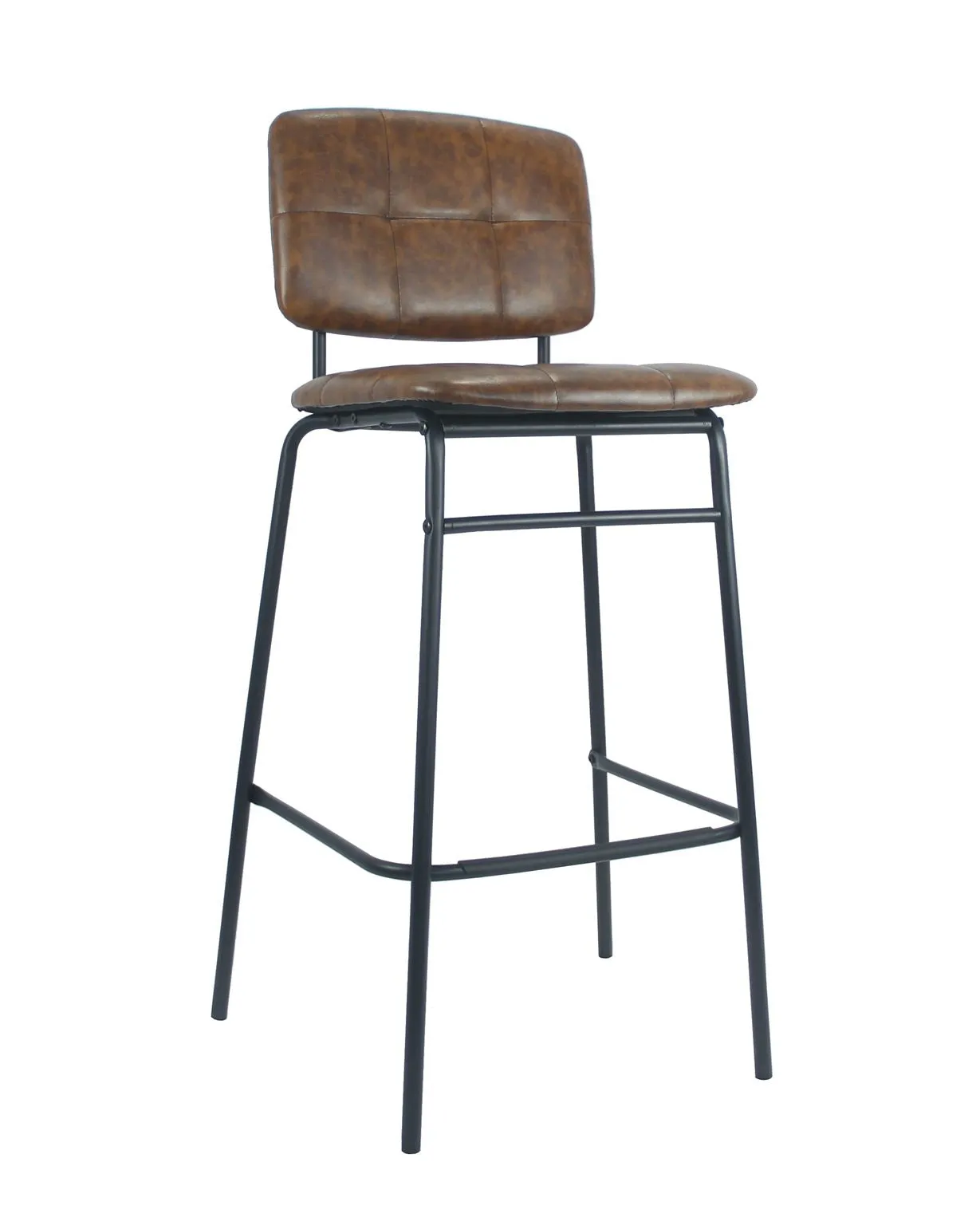 Bar Stools PU Kitchen Cafe Bar Stool Chair Iron Leg Brown* 2 & 4 Pieces