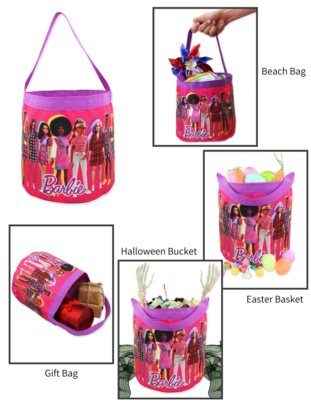 Barbie Collapsible Nylon Basket Tote Bag