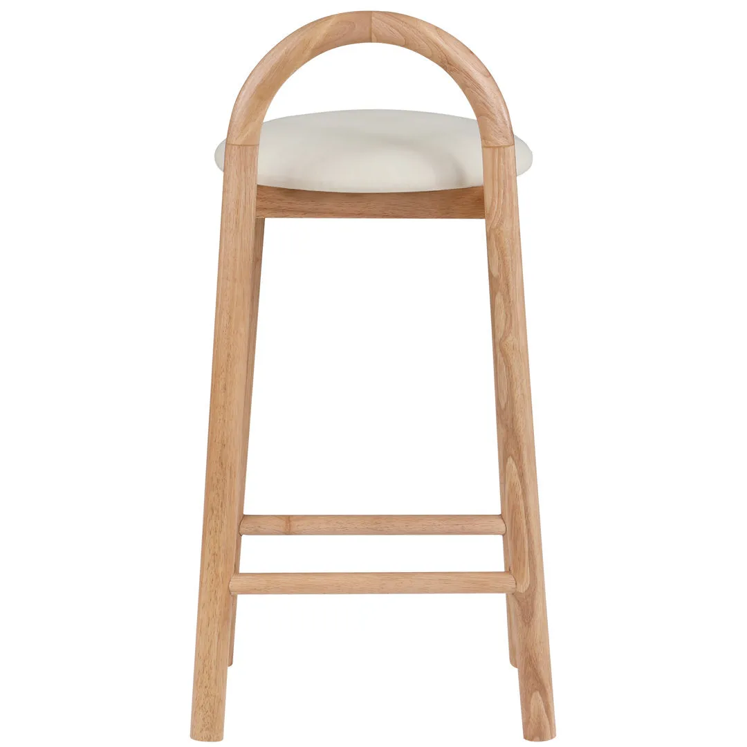 Bartolomea 27" Counter Bar Stool Latitude Run® Frame Color: Natural, Seat Color: Soft Cream Faux Leather