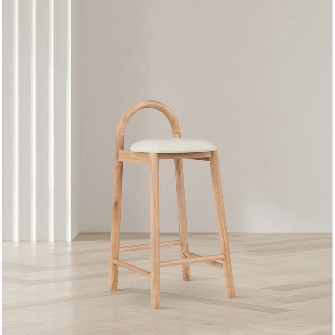 Bartolomea 27" Counter Bar Stool Latitude Run® Frame Color: Natural, Seat Color: Soft Cream Faux Leather