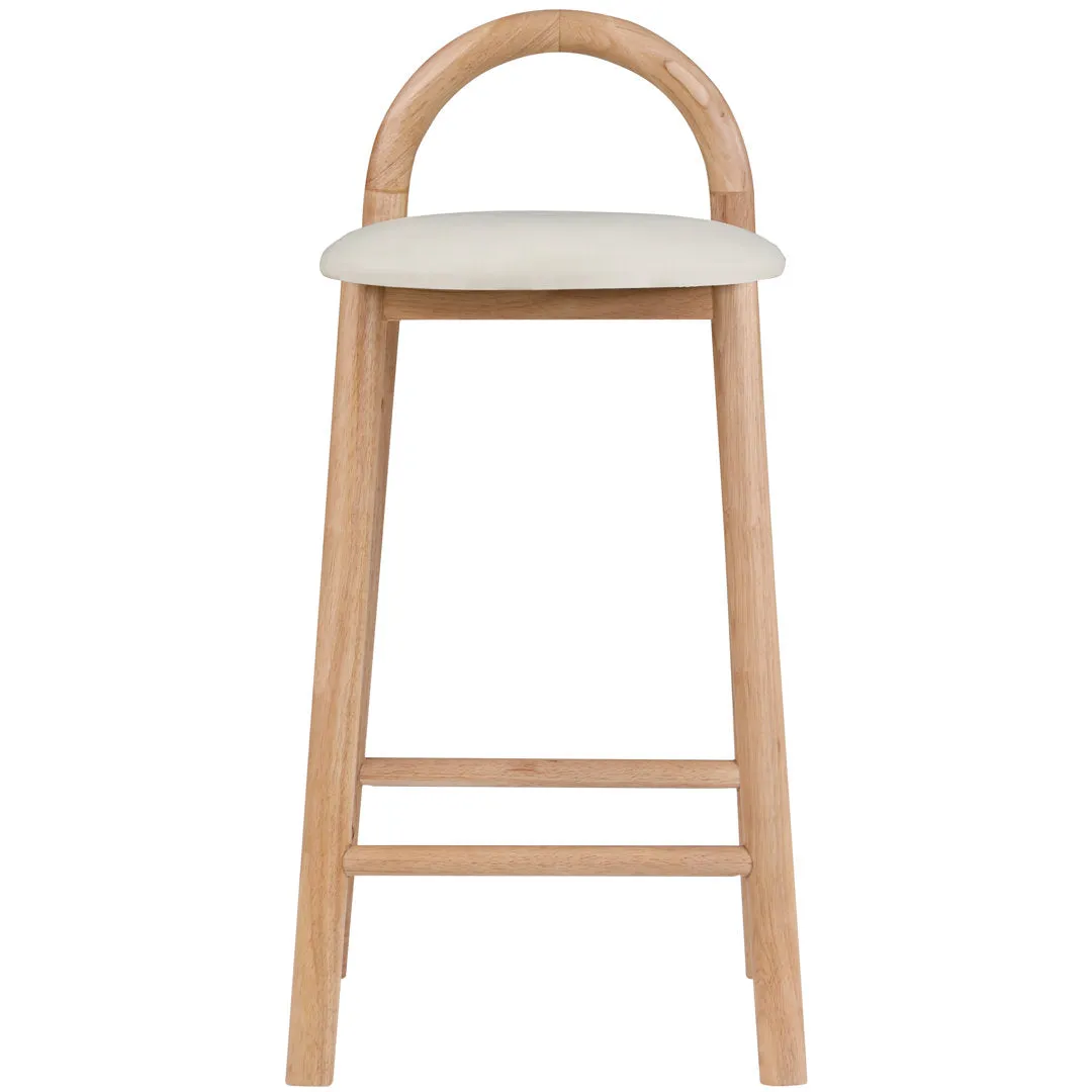 Bartolomea 27" Counter Bar Stool Latitude Run® Frame Color: Natural, Seat Color: Soft Cream Faux Leather
