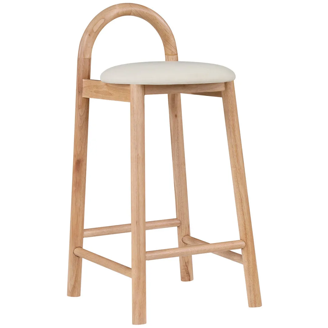 Bartolomea 27" Counter Bar Stool Latitude Run® Frame Color: Natural, Seat Color: Soft Cream Faux Leather
