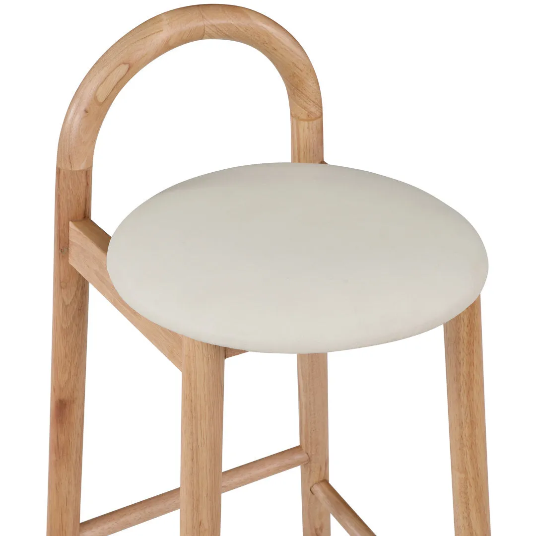 Bartolomea 27" Counter Bar Stool Latitude Run® Frame Color: Natural, Seat Color: Soft Cream Faux Leather