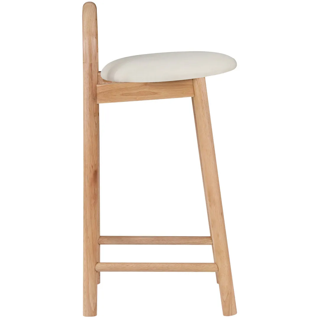 Bartolomea 27" Counter Bar Stool Latitude Run® Frame Color: Natural, Seat Color: Soft Cream Faux Leather