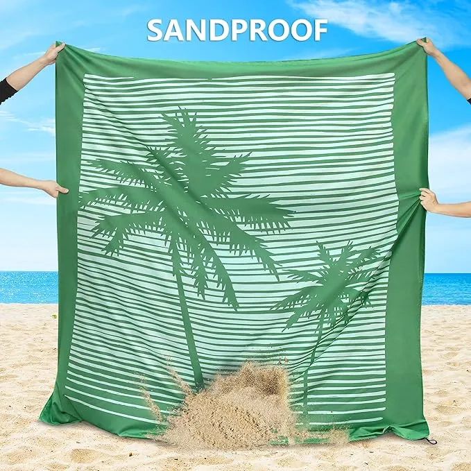 Beach Blanket, Sandproof Beach Mat, Waterproof Quick Drying Lightweight Outdoor Picnic Mat 79" X 83" for 2-4 Adults with Pocket for Travel, Camping, Hiking