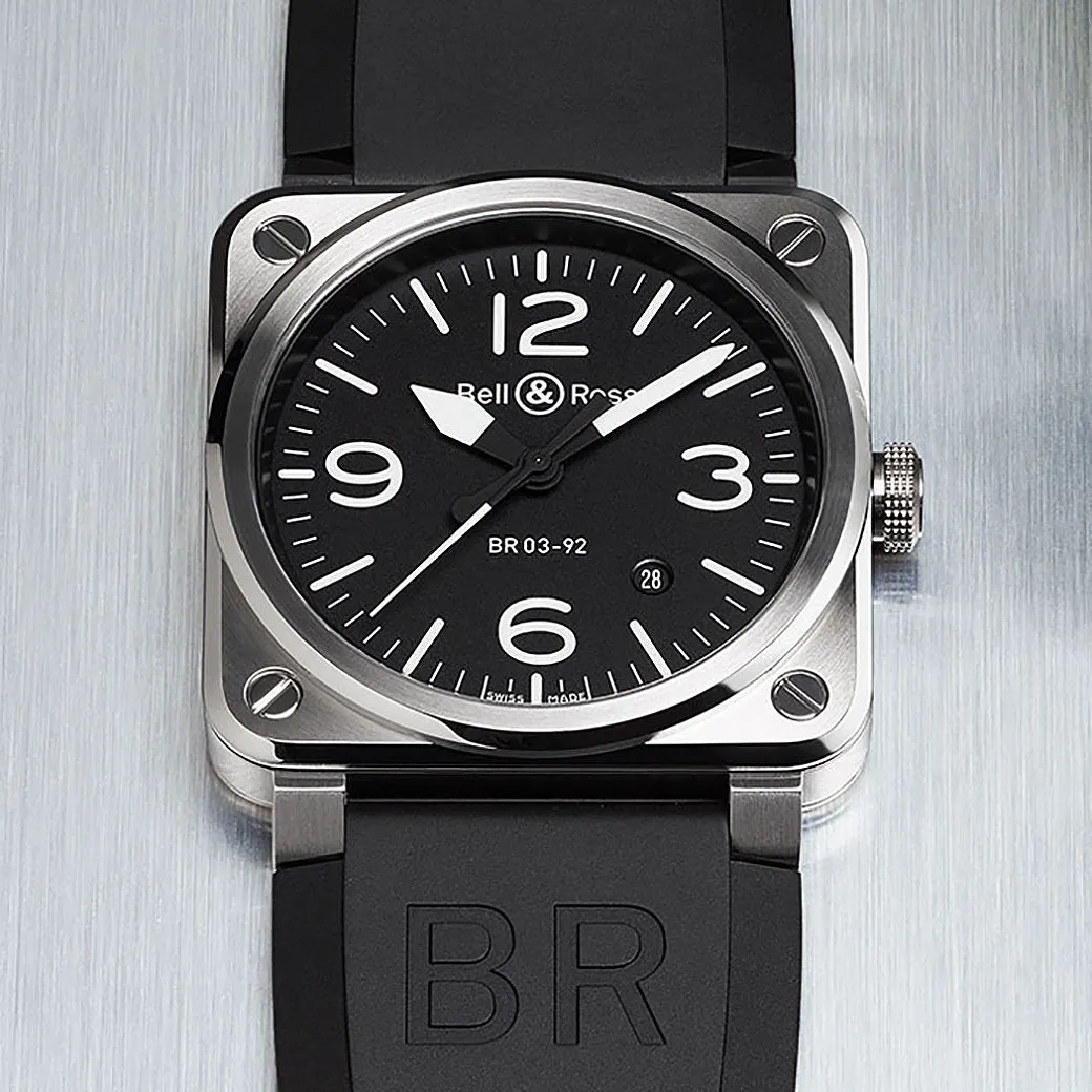 Bell & Ross BR03-92 Auto Black Steel BR0392-BLC-ST