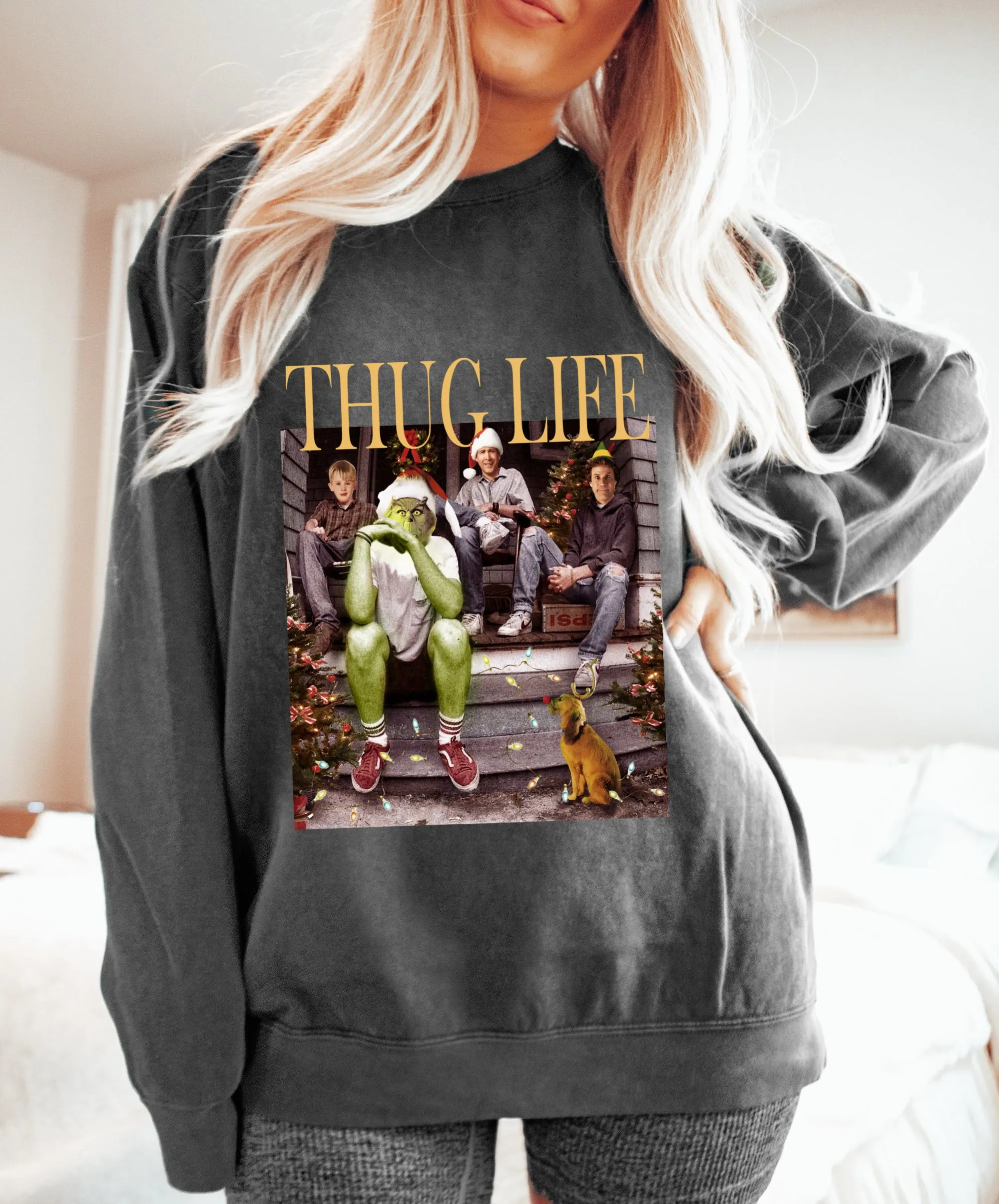 Bella Canvas or Comfort Colors Thug Life Christmas Popular Characters Sweatshirt