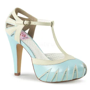 BETTIE-25  Baby Blue-Cream Faux Leather