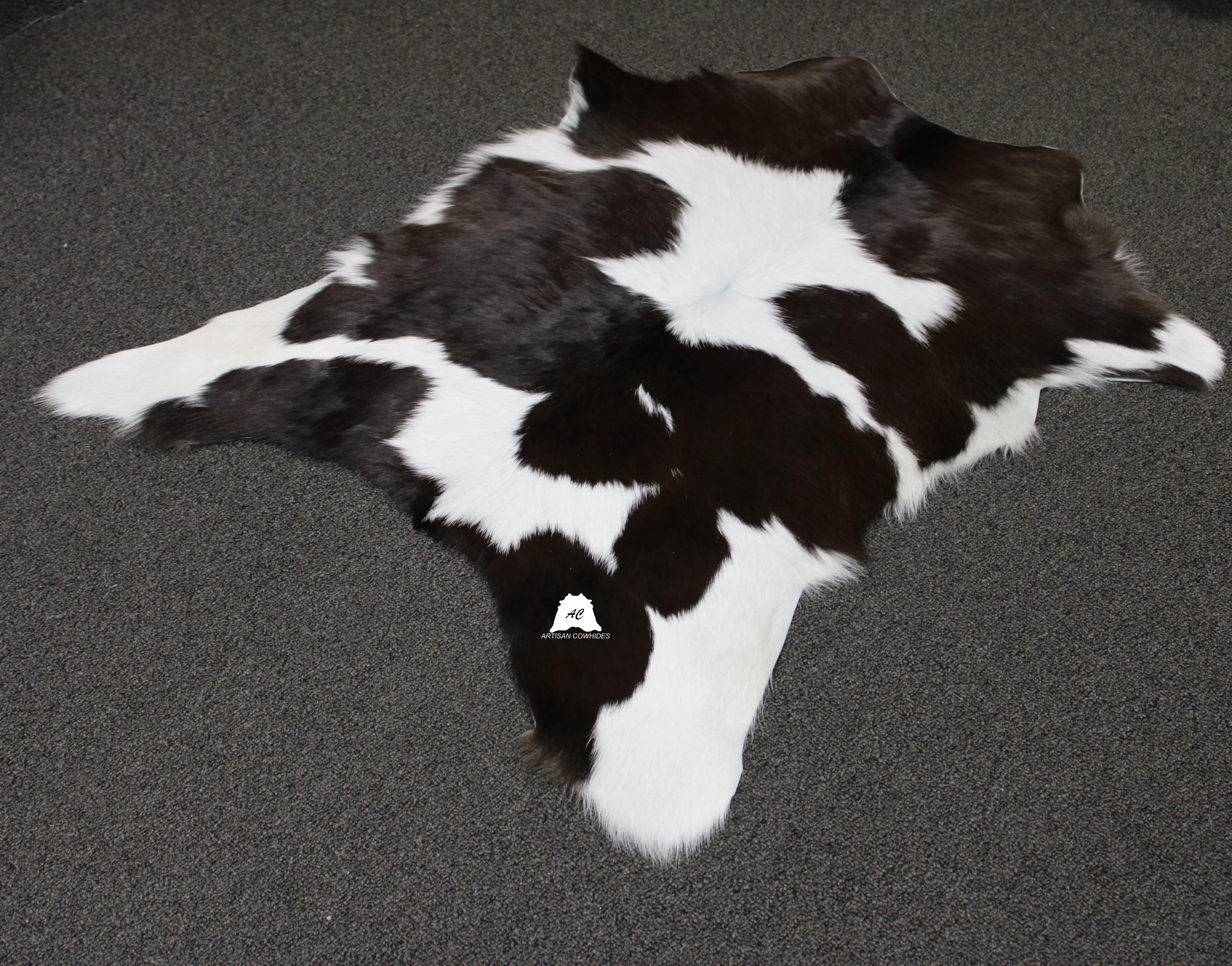 Black & White Calfskin Rug  Size 3ft x 3ft - Premium Quality Cowhide Rug