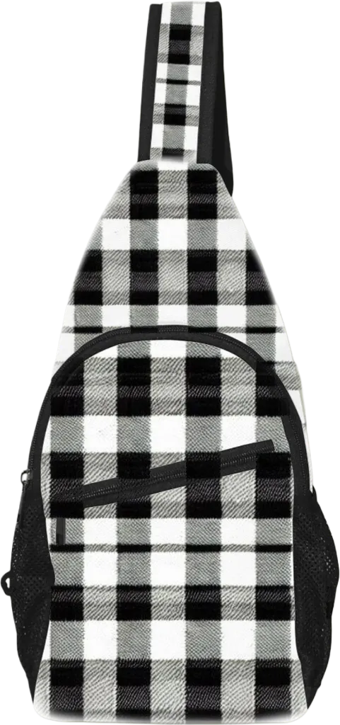 Black and White Buffalo Plaid Chest Bag