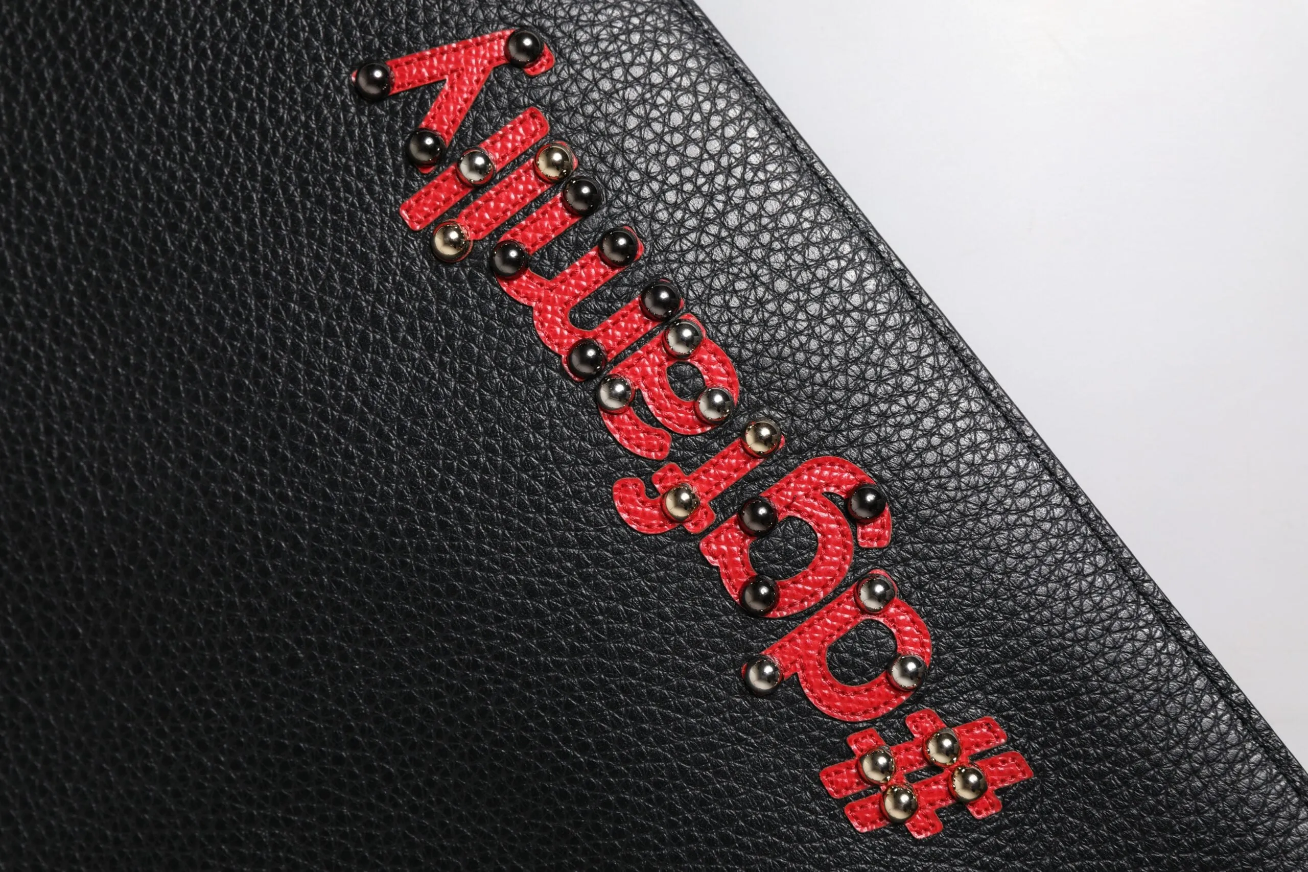 Black #DGFamily Embellished Leather Clutch Bag