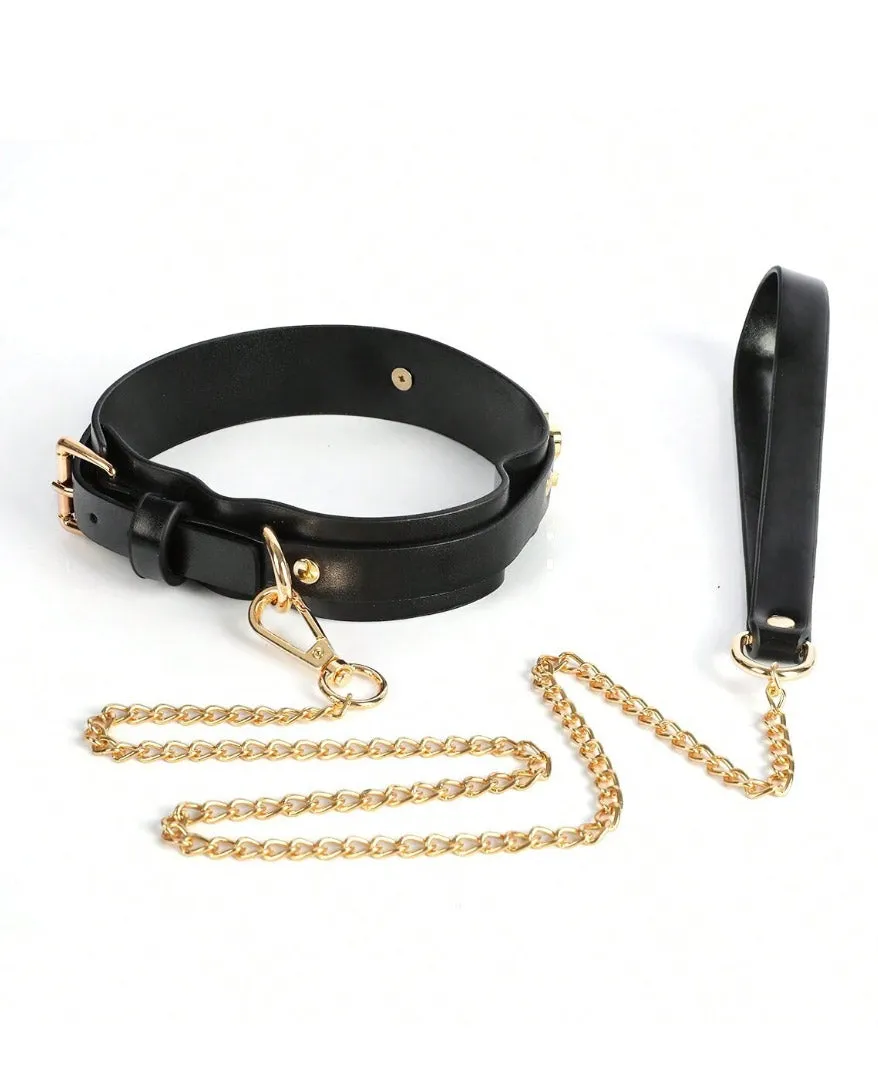 Black Faux Leather Bondage Set For Couples Erotic