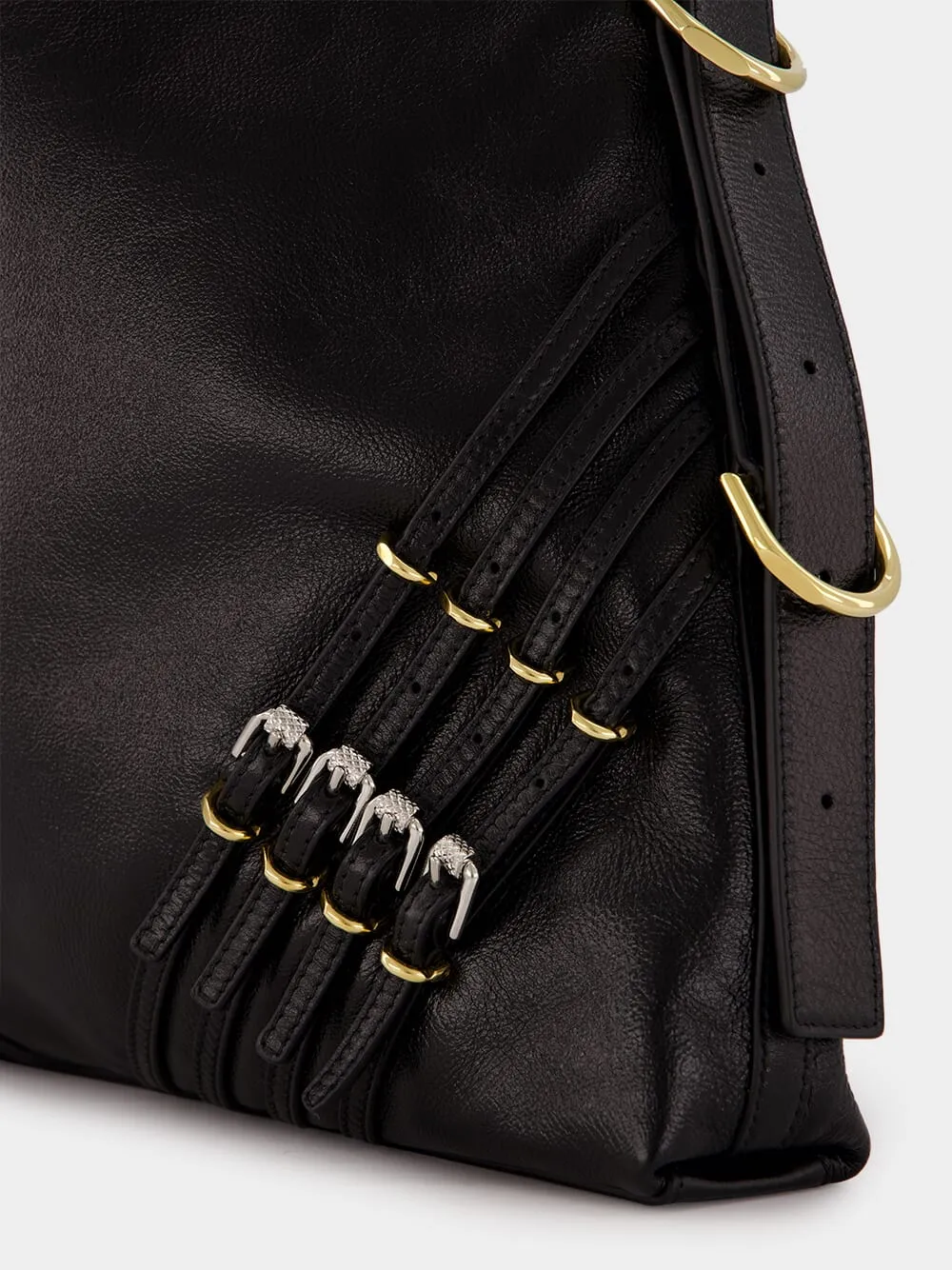 Black Medium Voyou Bag with Buckles