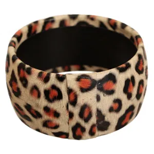 Black Orange Large Cheetah Print Bangle Bracelet