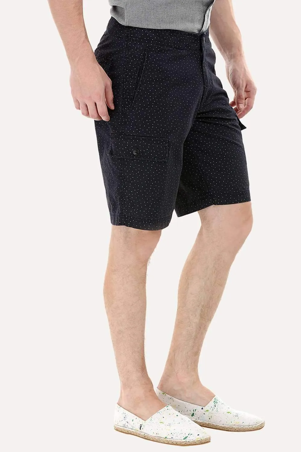 Black Printed Cargo Shorts