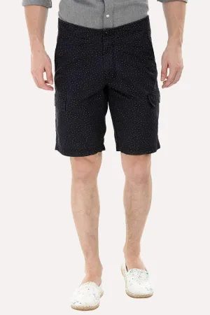 Black Printed Cargo Shorts