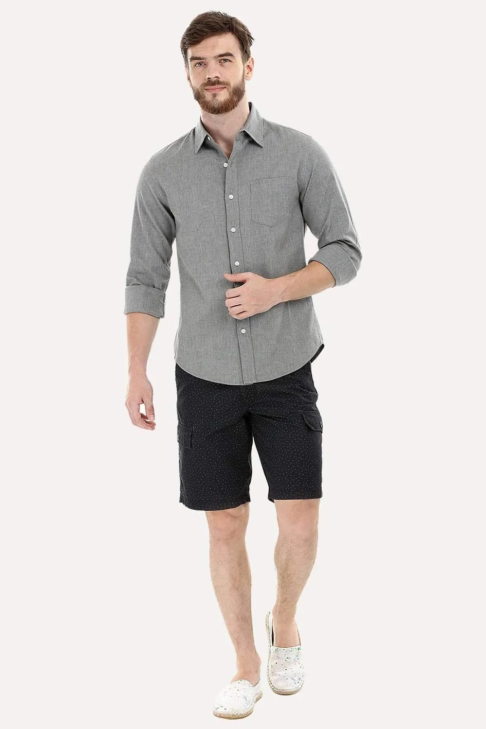 Black Printed Cargo Shorts