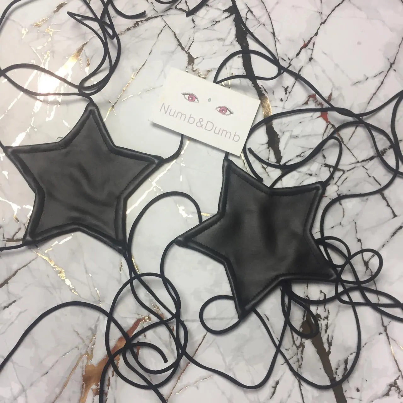 Black Punk Faux Leather Star Bralet Crop Top