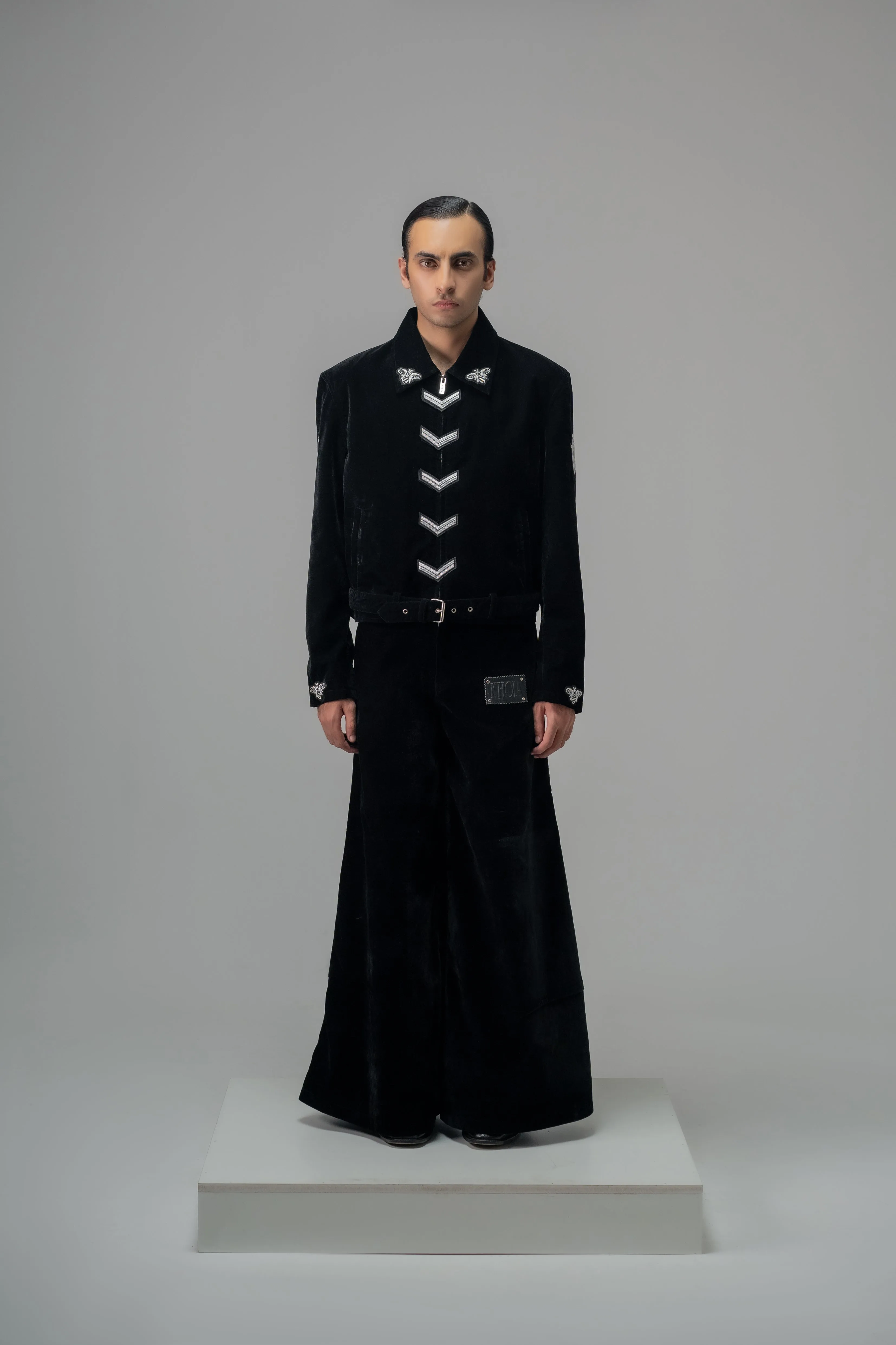 BLACK VELVET MILITARY JACKET