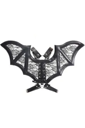 Black/Black Faux Leather & Lace Wing Harness