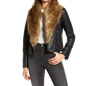 Blank NYC Night Fever Faux Leather Removable Fur Moto Jacket