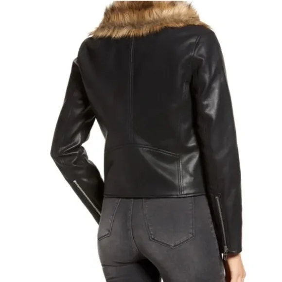 Blank NYC Night Fever Faux Leather Removable Fur Moto Jacket