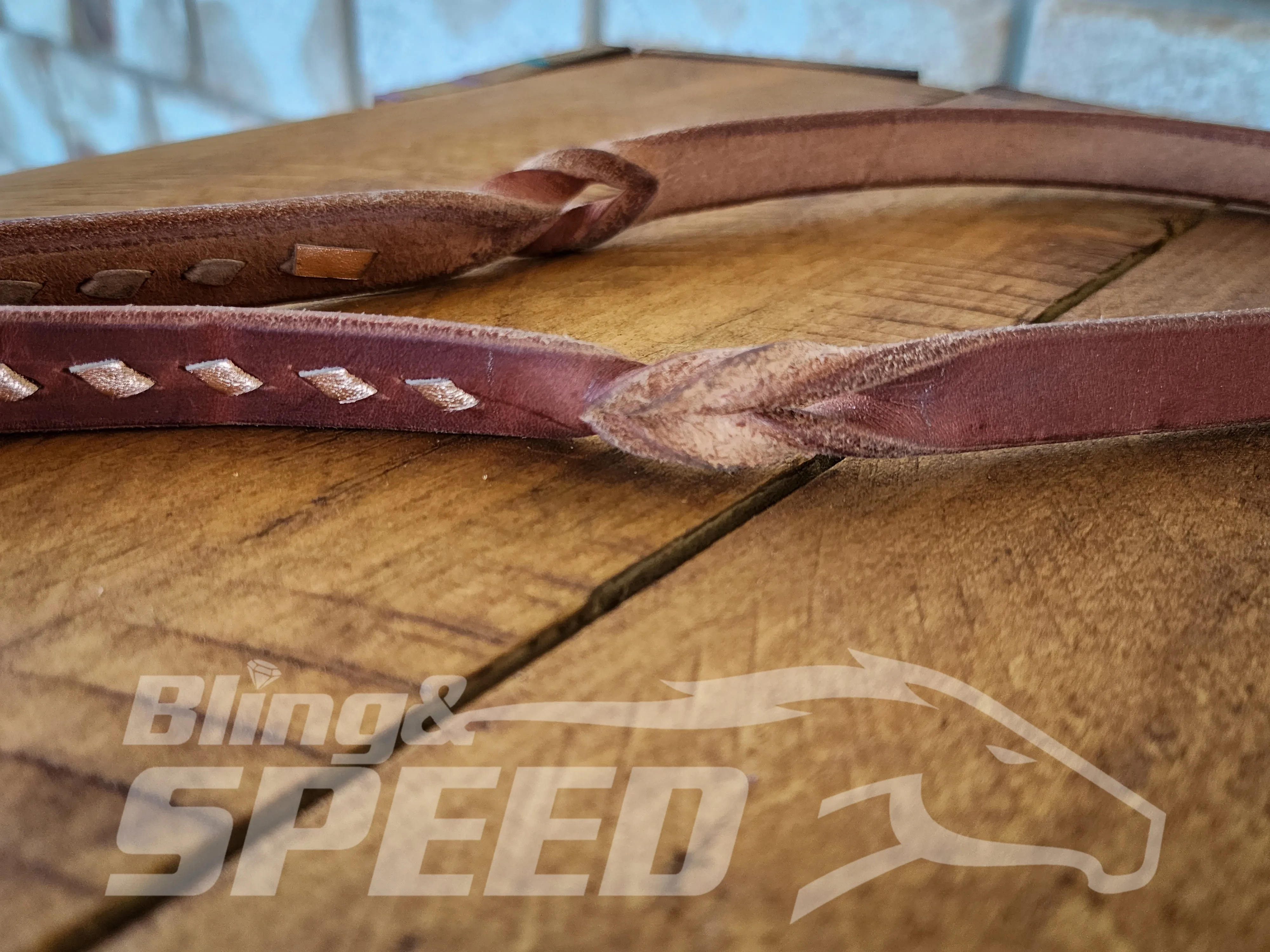 Bling & Speed Twisted Bloodknot Buckstitched Barrel Reins - Rose Gold