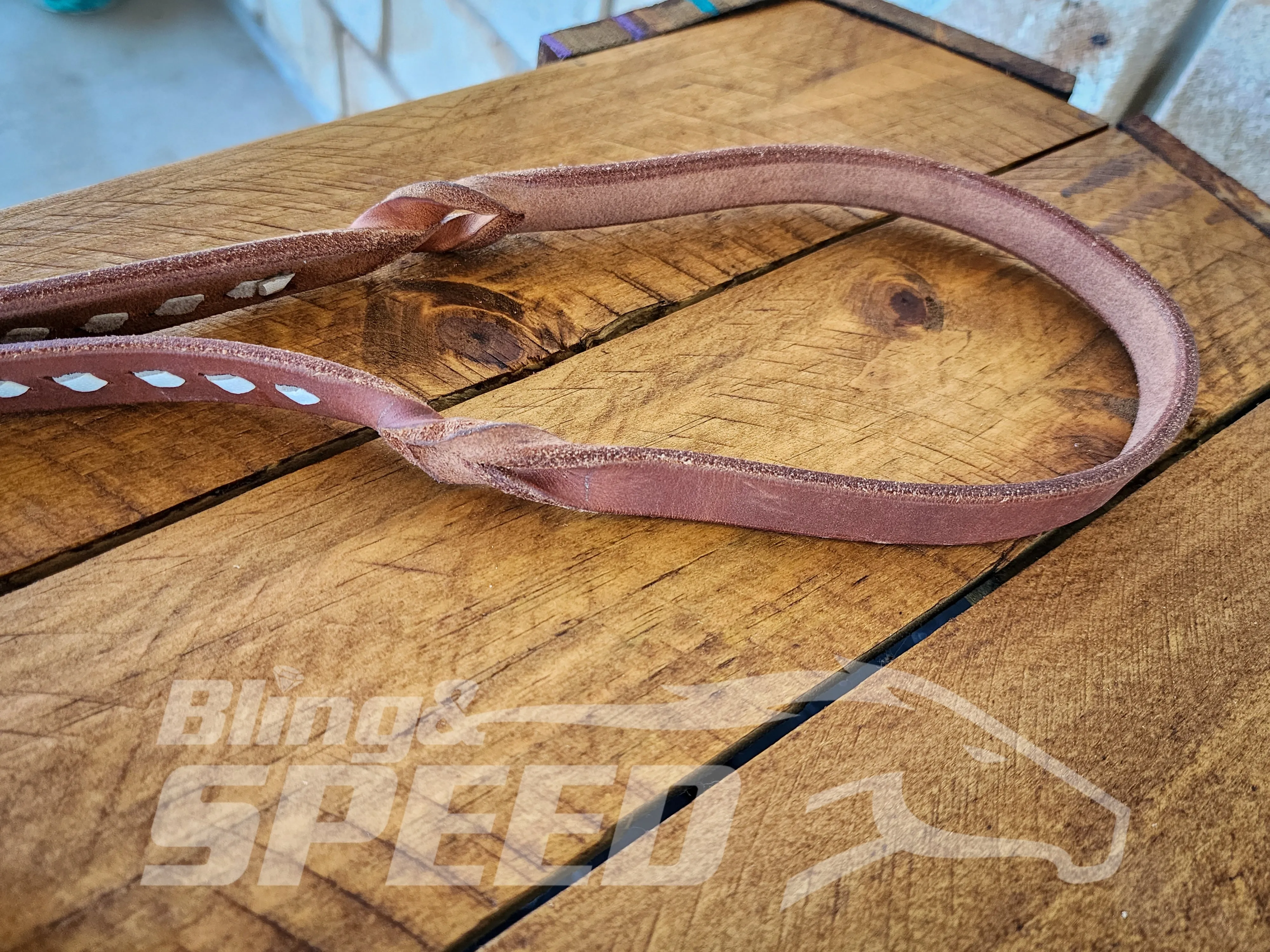 Bling & Speed Twisted Bloodknot Buckstitched Barrel Reins - White