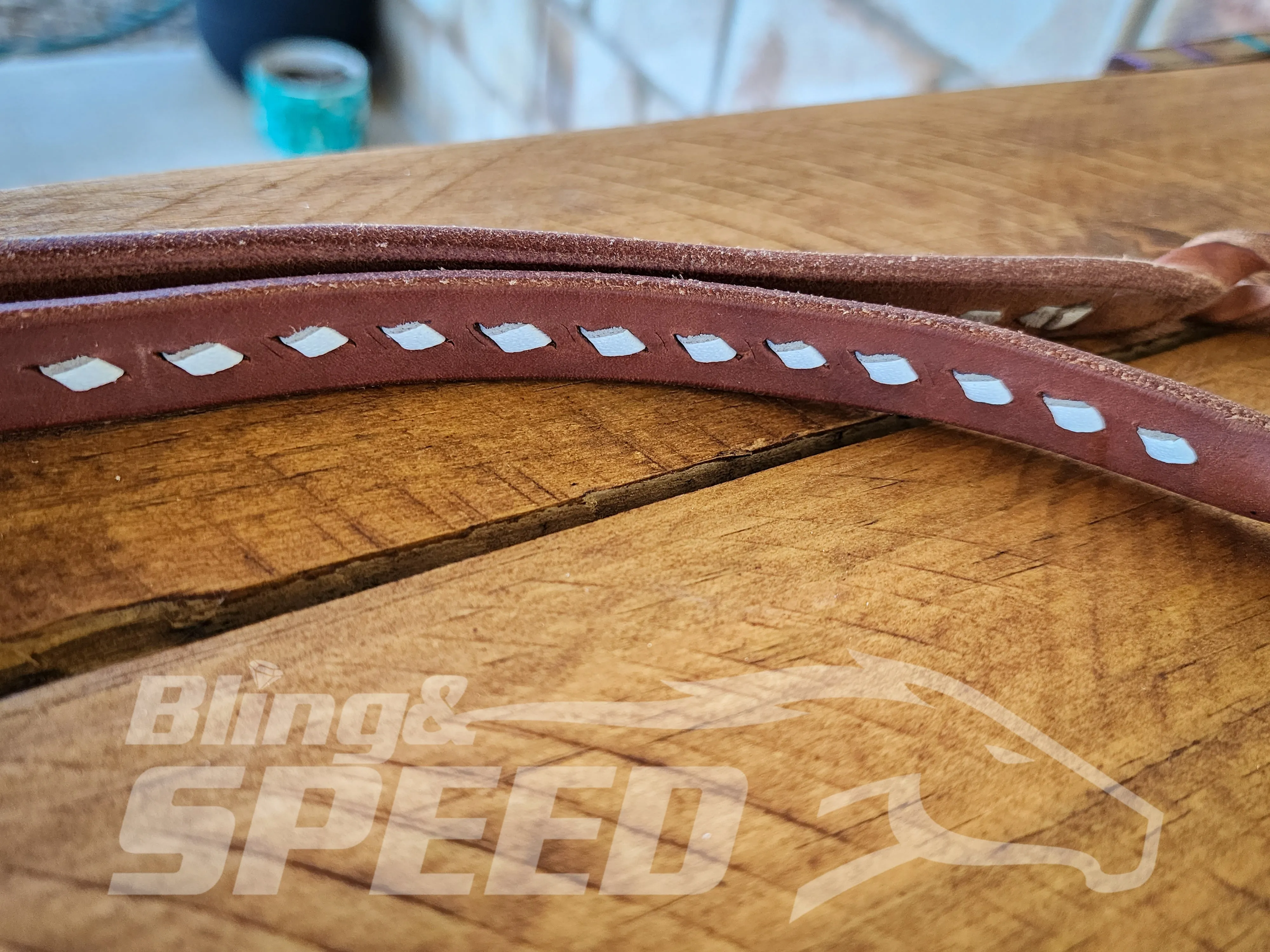 Bling & Speed Twisted Bloodknot Buckstitched Barrel Reins - White
