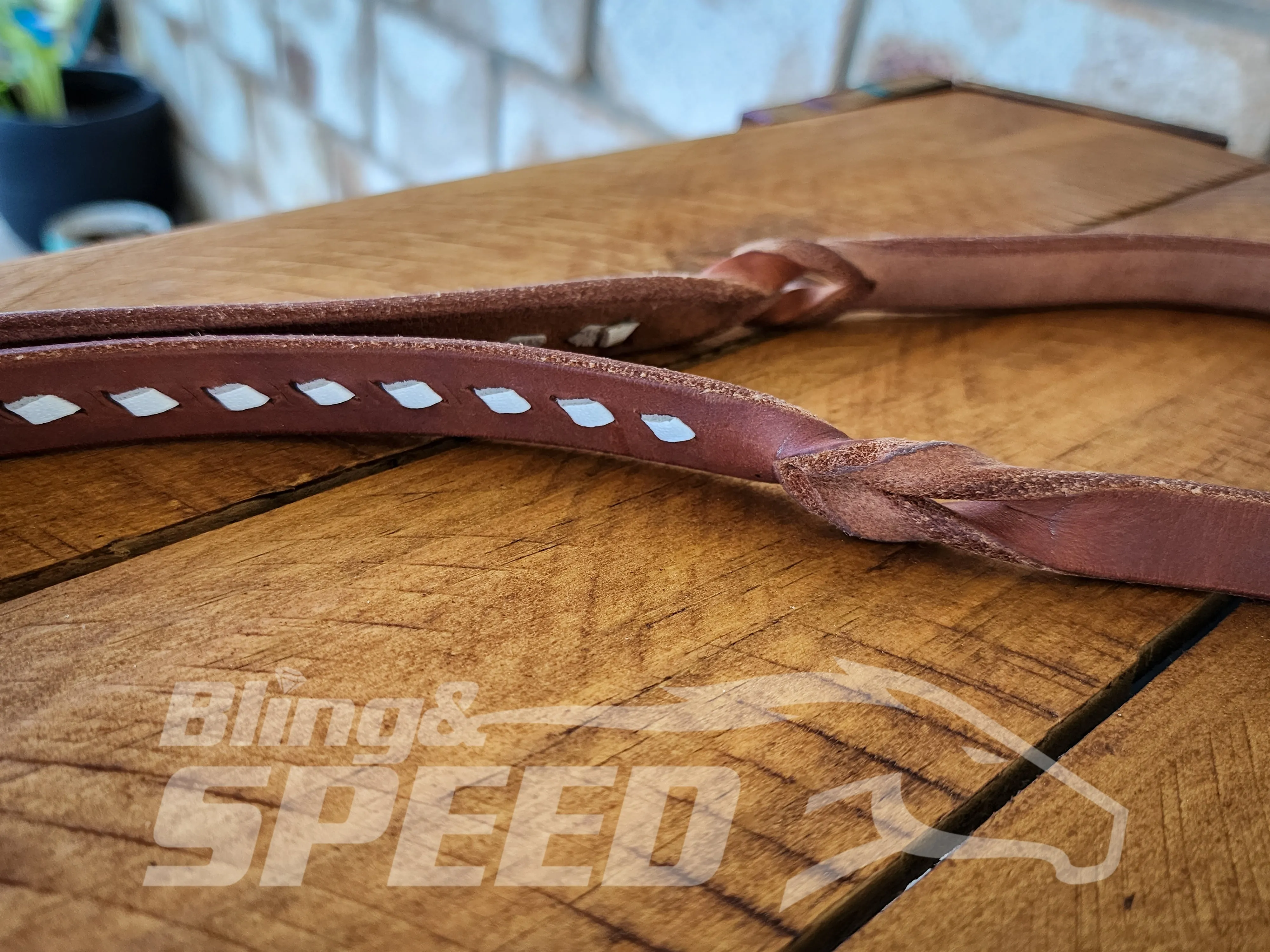 Bling & Speed Twisted Bloodknot Buckstitched Barrel Reins - White