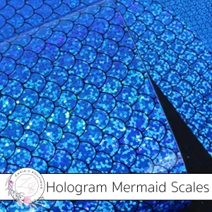Blue Hologram Embossed Mermaid Fish Scales ~ Vegan Faux Leather